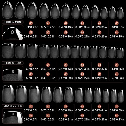 krofaue 3 Styles Short Nail Tips Kit - 720PCS Gel X Nail Tips Half Matte Coffin Nails Almond Nails Square Fake Nails Full Cover Press on Nails Extension for Soft Gel Nail Tips Set Art DIY Home - Gifts