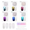 6 Colors White Pearl Chrome Nail Powder Kit,Aurora Iridescent Powder Holographic Mirror Effect Mermaid Chrome Pigment Glitter Dust Powder, Pearlescent Chrome Powder Nail Art Manicure