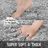 Yimobra Luxury Bathroom Rugs, Shaggy Bath Mats, Non Slip, Water Absorbent Microfiber, Machine Washable, Fluffy Plush Soft Shower Rugs, Thick Floor Mat, 17"x 24", Light Gray&White