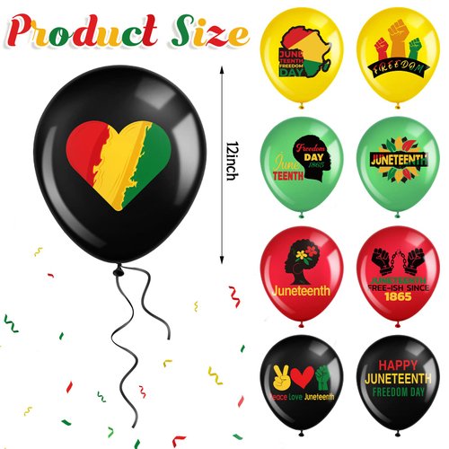 Harrycle 54 Pcs Juneteenth Balloons Decorations Juneteenth Day Balloons Party Supplies Favors Afro African Mylar Balloons Decor for Freedom Day Patriotic Independence 1865 Celebration Black History
