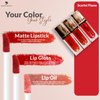 Phoenix Beauty Lip Trio Set: Smudge-Proof Matte Lipstick, Shiny Lip Gloss & Hydrating Lip Oil; 5 Vibrant Shades; Stylish Black Pouch; Jojoba Oil + Vitamin E; Premium Lipstick Set (Scarlet Flame)