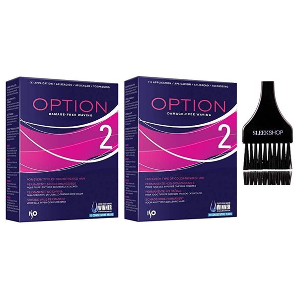 herr SIeekshop Brush + OPTION 2 , lSO OPTION Perm, Damage-Free Waving (with SIeekshop Tint Brush) Perming Hair Curls Coils (OPTION 2 PERM (PACK OF 3))