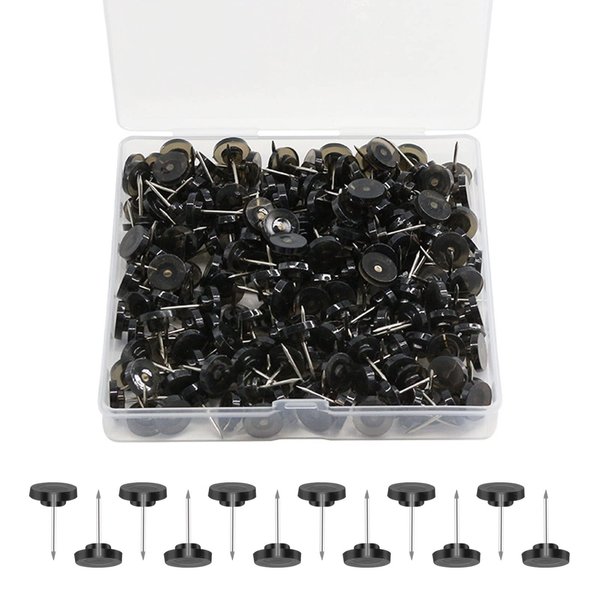 Push Pins for Cork Board,Black Flat Push Pins for Wall Hangings,60 Count Thumb Tacks Plastic Head with Steel Point for Bulletin Board in Reusable Box