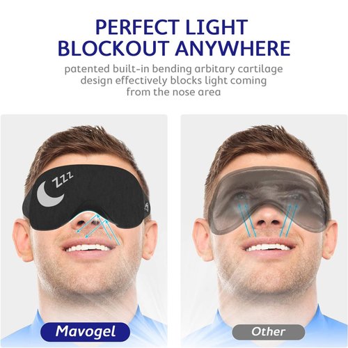 Mavogel Cotton Sleep Mask - Sleep Eye Mask for Women Men, Light Blocking Night Eyemask, Super Soft and Comfortable Eye Covers for Sleeping Yoga Nap Meditation, Includes Travel Pouch (Moon Style)