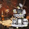 Wonderjune 19 Pcs Halloween Tiered Tray Decor Cute Ghost Tray Decorations Halloween Wooden Signs and Bead Garland Farmhouse Rustic Halloween Decorations for Home Table Party Supplies