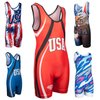 KO Sports Gear - Unisex Wrestling Singlet (USA Red, Adult X-Small)