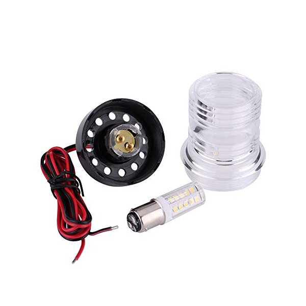 Keenso Marine Boat Anchor Light Yacht Navigation LED Light, All Round 360°12V White Waterproof Round LED Anchor Light Signal Light Lamp Arch Lights Cockpit Lights Portable