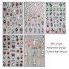 Halloween Nail Art Stickers Decals 5PCS Halloween Cute Ghost Flower Nail Stickers Skull Strawberry Spider Flower Nail Designs 5D Embossed Nail Decals for Acrylic Nails Manicure Decorations