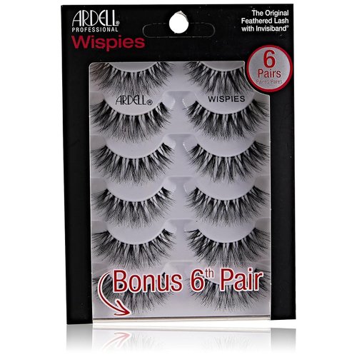 Ardell False Eyelashes Wispies Black, 1 pack (6 pairs of strip lashes per pack)