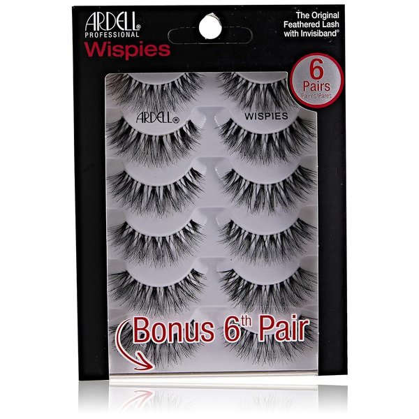 Ardell False Eyelashes Wispies Black, 1 pack (6 pairs of strip lashes per pack)