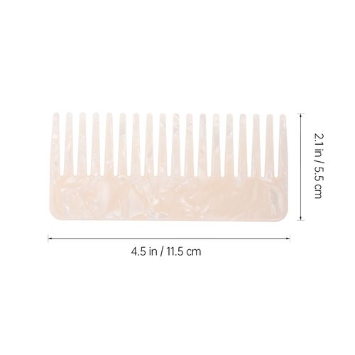 Beaupretty Wide Tooth Comb Tortoise Comb Hair Detangler No Handle Comb Acetate Pocket Hairdressing Comb for Thick Curly Wavy Wet Dry Hair White