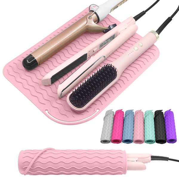 Suafrnut Plus Size Silicone Heat Resistant Mat, Portable Travel Hot Tools Pad Cover for Curling Iron, Flat Iron, Hair Straightener and Other Hair Styling Tools(12.0" x 9.0")