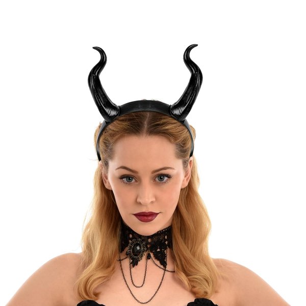 shyhand Devil Horns Headband Demon Black Horns Gothic Antelope Sheep Animal Horns Headpiece Halloween Cosplay Costume Horns Headband Party Accessory