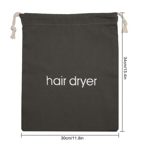 Hair Dryer Bags Drawstring Bag Container Hairdryer Bag, 11.8 by 13.8 Inch (Gray,Cotton)