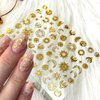 Alien Nail Art Stickers, Astronaut Earth Moon Star UFO Rocket Eyes Nail Self-Adhesive Sticker Designs, 3D Gold Luminous Nail Transfer Decals Supplies for Women Manicure Decorations, DIY Nail Decal