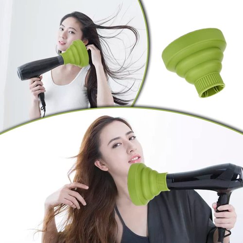 Hair Diffuser Attachment for Hair Dryer Travel Collapsible Portable Diffuser for Curly Hair Women .Airflow Attachment for Salon or Home Use with Nozzle 1.65-1.9In (cyan)