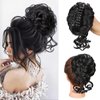 aforystanys Messy Bun Hair Piece Claw Clip Hair Bun Extension Black Curly Wavy Tousled Updo Hair Extensions Synthetic Chignon Buns Hair Pieces for Women