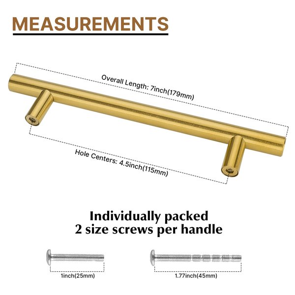 LONTAN 12 Pack 4.5 Inch Drawer Pulls Kitchen Cabinet Handles Brushed Brass Furniture Hardware LH201GD115 Modern Gold Dresser Handles for Contemporary Hardware