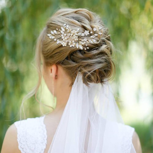 inSowni 17 Pieces Gold Metal Rhinestone Pearl Wedding Bridal Hair Side Comb Slides+U-shaped Flower Hair Pins+Pearl Twist Spiral Hairpins for Brides Bridesmaids Women Girls