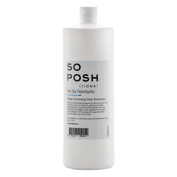 So Posh I’m So Fantastic Dog Shampoo - Deep Cleansing Shampoo, with Collagen & Keratin & Optical Brighteners, Suitable for All Breeds, Sulfate & Paraben Free, 1:10 Concentrate. 33.8 Oz