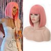 Rosa Star Short Bob Wig with Bangs Straight Synthetic Hair Wigs for Women (Ash Pink)