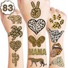83 PCS Cheetah Print Tattoo Temporary Tattoos Party Favors Decor Leopard Cheetah Birthday Party Supplies Decorations Favors Cute Animal Tattoo Stickers Gift for Kids School Prizes