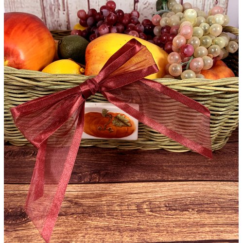 Pre-Tied Burgundy Organza Bows - 4 1/2" Wide, Set of 12, Craft Ribbon Bow, Satin Edge, Wedding Embellishments, Party Favors, Gift Basket, Birthday, Fall Decor, Christmas, Valentine's Day