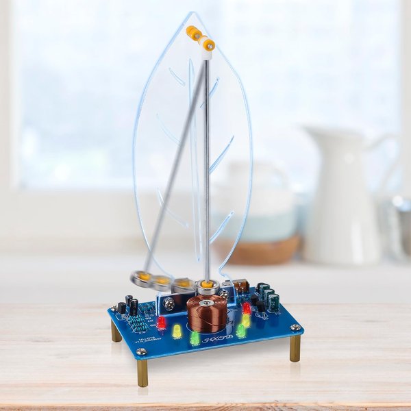 ICSTATION Soldering Practice Kit, Electromagnetic Swing Soldering Project Kit Leave Shape Pendulum Needle with LED Light Electronics Kit for School STEM Education Tabletop Decor Christams Present