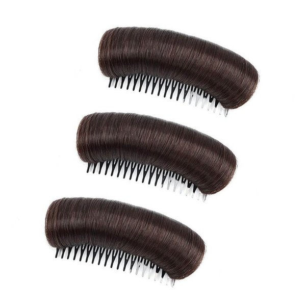 Ericotry 3 Pieces Hair Bun Invisible False Hair Clip Bump It Up Volume Hair Base Fluffy Princess Styling Increased Hair Pad Styling Insert Tool Increased Hair Pad Hair Accessories (Dark Brown)