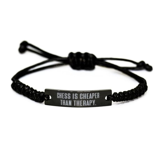 Game On Novelties Nice Chess, Chess is Cheaper Than Therapy., Reusable Black Rope Bracelet for Friends from
