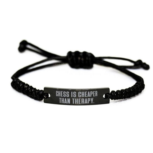 Game On Novelties Nice Chess, Chess is Cheaper Than Therapy., Reusable Black Rope Bracelet for Friends from