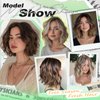 NOSTALGIA Short Ombre Blonde Wigs 14 Inch Wavy Curly Bob Wig Shoulder Length Middle Part Wigs Natural Looking Synthetic Blonde Hair Wigs for Women Daily Party Use