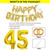 SHUNTAI 45th Birthday Decorations for Men Women 45 Number Balloons Gold Jumbo Numbers 54 Foil Mylar Balloon with Gold Letters Happy Birthday Balloon Banner 45 Years Old Theme Party Events Supplies