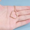 Iaceble Boho Long Heart Necklace Open Heart Pendant Necklace Floating Heart Chain Necklace Gold Hollow Heart Necklace Jewelry for Women and Girls
