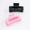 "DANYTZA 4pcs 3.5 Inch Medium Claw Clips - Perfect for Thick and Thin Hair Hair clips - Stylish Matte Square Design - 2 Black, 2 Pink - Ideal for All Hair Types."