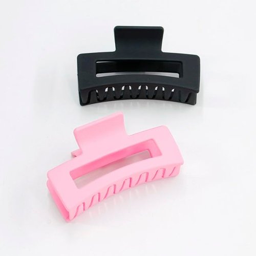 "DANYTZA 4pcs 3.5 Inch Medium Claw Clips - Perfect for Thick and Thin Hair Hair clips - Stylish Matte Square Design - 2 Black, 2 Pink - Ideal for All Hair Types."