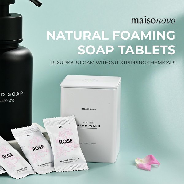 MAISONOVO 12 Pack Rose Scent Foaming Hand Soap Tablets