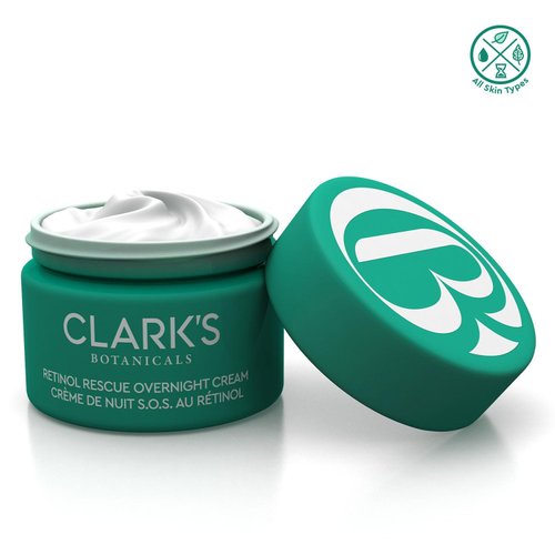 Clark's Botanicals Retinol Rescue Overnight Cream: Hyaluronic Acid & Patented Vitamin C, All Skin Types, Patented Time-Release Retinol, 60ml | 2oz