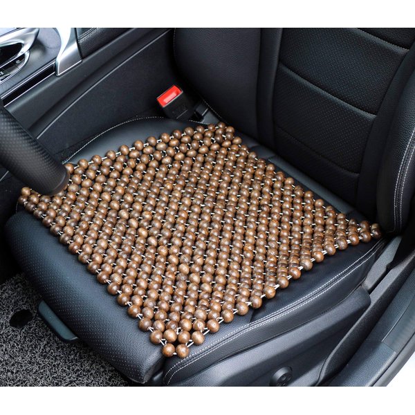 EXCEL LIFE Natural Wood Beaded Seat Cover Pad Mat Comfy Cool Summer Massage Seat Cushion (Square) Medium Size for Car, Sedan,SUV Office Chair
