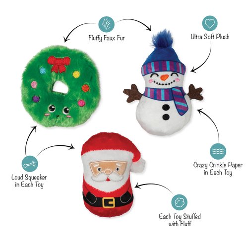 Fringe Studio Small Plush Dog Toy Set, WE Have Great CHEMIS-Tree, 3 Piece Set, PetShop Collection (662142)