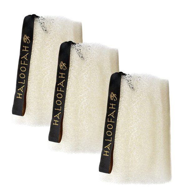 HaLoofah - Pure Egyptian Loofah - Premium All-Natural & Organic Exfoliating Sponge for Softer, Smoother Skin - 3 Count (1 Pack) with Free Bag