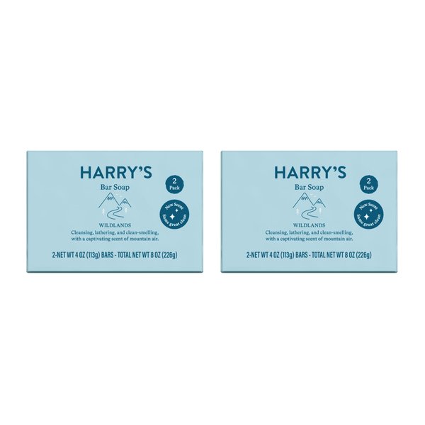 Harry's Bar Soap for Men, Wildlands Scent, 4 oz. Soap Bar, 2 Pack