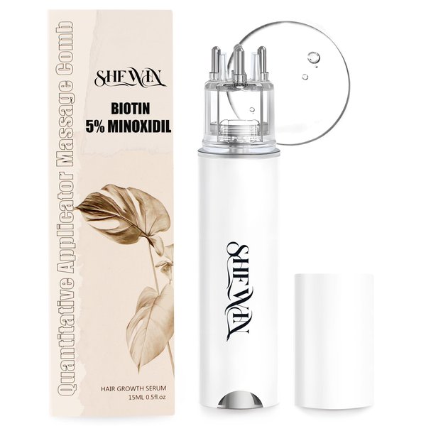 Hair Growth Serum Minoxidil Applicator - 15ML 5% Biotin Hair Growth Oil Scalp Massager Serum Non-Greasy for Women & Men, Hair Loss Treatments, Hair Regrowth Treatment