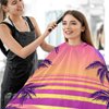 visesunny Barber Cape Tropical Sea Sunset Polyester Hair Cutting Salon Cape Apron Anti-Static Haircut Water-Resistant Shaving Cloth Beard Shaving Bib Hairdressing Cape