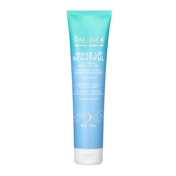 Pacifica Beauty, Wake Up Beautiful Retinoid Body Lotion, Plumps, Renew Elasticity, Hydrating, Petroleum-Free, Body Moisturizer, Mushrooms, Melatonin, For Dryness & Fine Lines, Night Body Cream, Vegan