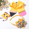 FULANSI Back to School Bow Hair Clips Yellow Pencil Headband Cute Bows Hair Accessories Big Bow Hair Scrunchies Cheer Hair Barrettes for First Day of School Girl Students Teachers Outfits Decor 4PCS