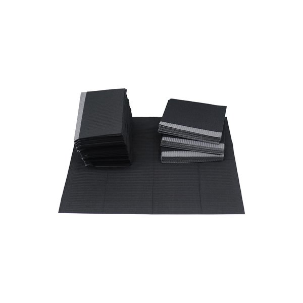HuoHuo 125PCS Disposable Dentistry Bibs Sheets Cloths,Size 13 X 18 inches Table Covers Clean Pad,Personal Supplies for Underpad Hygiene (Black)