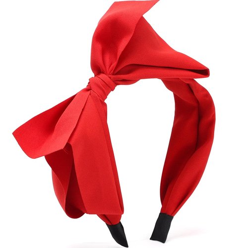 WantGor Bow Headbands for Women, Big Bowknot Hair Hoop Women Knotted Wide Turban Headbands Hair Band Bows Hair Accessories (Red)