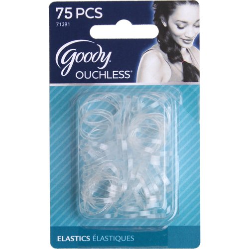 Goody Classics Hair Elastic, Mini Polybands Crystal Clear, 75 Count (Pack of 3)