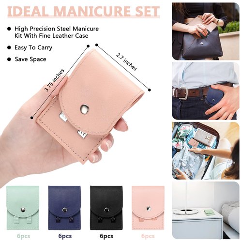 12 Sets Manicure Set Nail Clippers Pedicure Kit Stainless Steel Professional Pedicure Set Grooming Kits Nail Care Tools with Luxurious Travel Case for Nail Care (Multi colors,4 In 1)